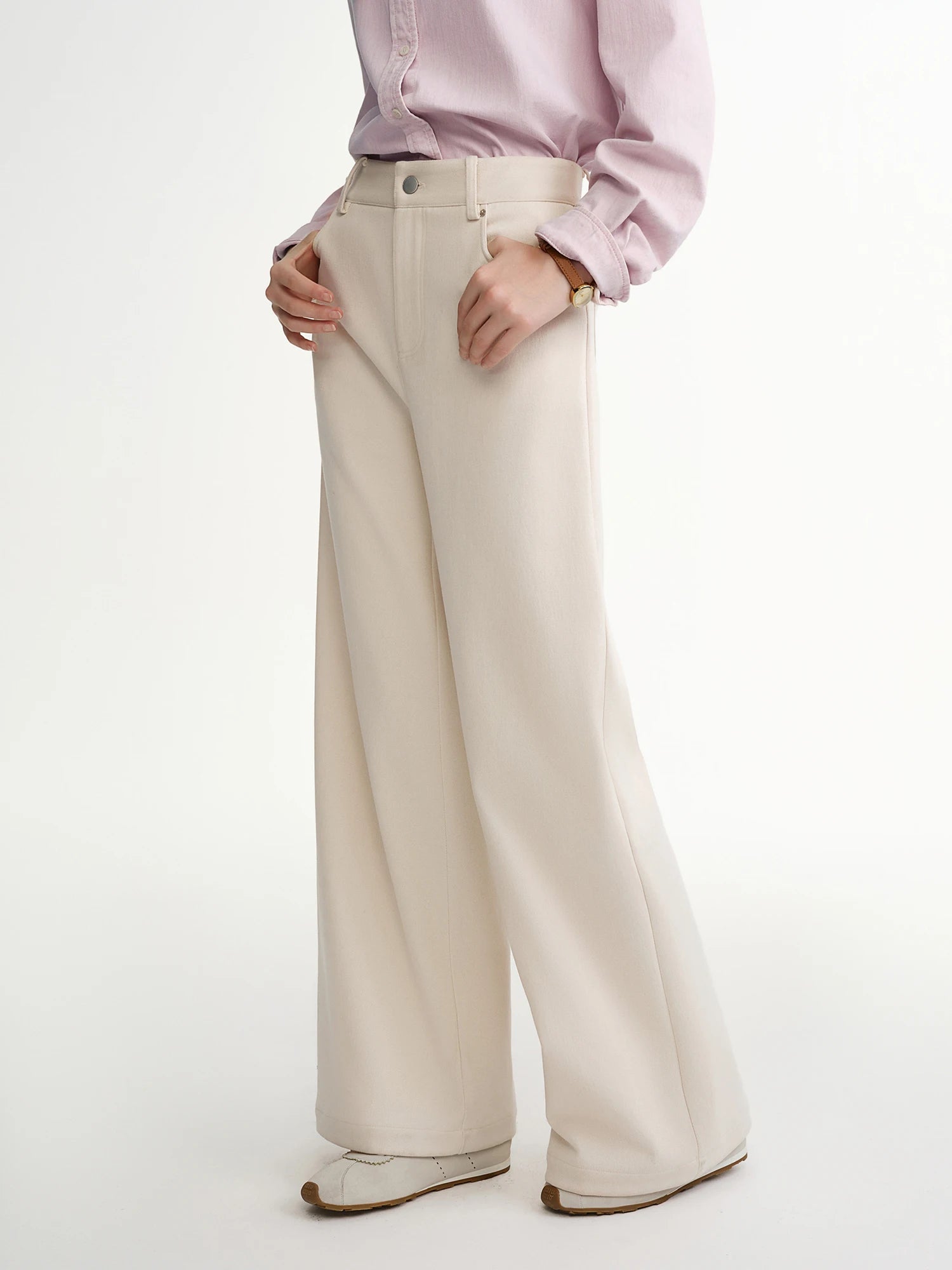 DUSHU Chenille Velvet Wide-leg Casual Pants 2025 Winter Loose Straight Pants Simple Commuting All-match Leisure Warm Soft