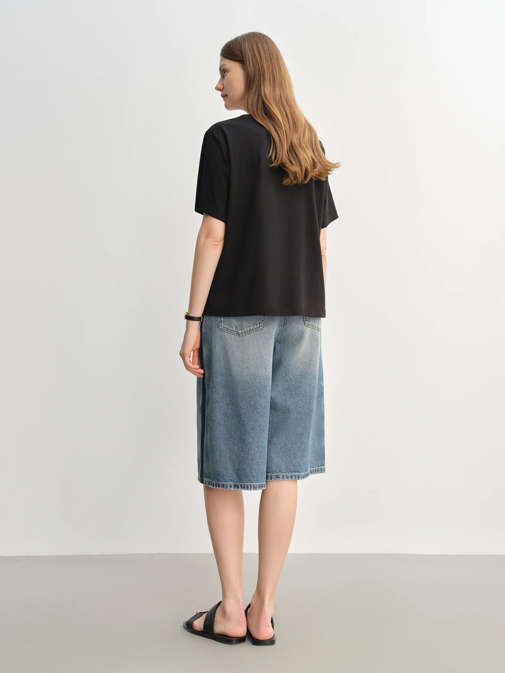 DUSHU Letter Embroidered Lamb Round Neck Short-sleeved T-shirt 2025 Summer Fashion All-match Slim Top 25DS82835