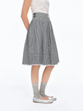 DUSHU 2026 New Summer Women's Black White Plaid Midi Skirt, Slimming A-Line Layered Skirt for Y2K Retro & Preppy Style Chic