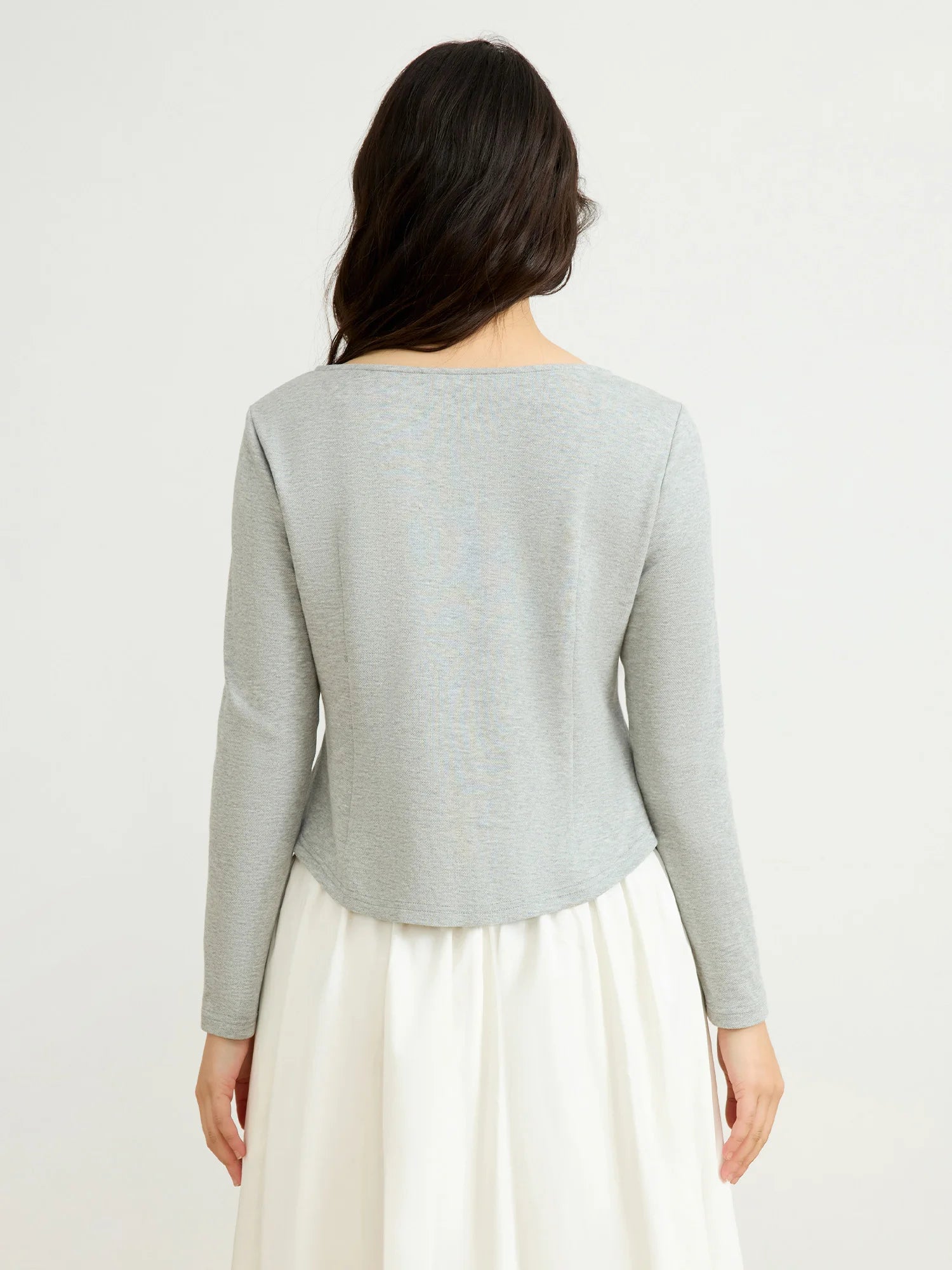 DUSHU Women Spring Long Sleeve Tops Female Slim Elasticity Pink Knitwear Casual Grey Long Sleeve T-Shirts 25DS81124