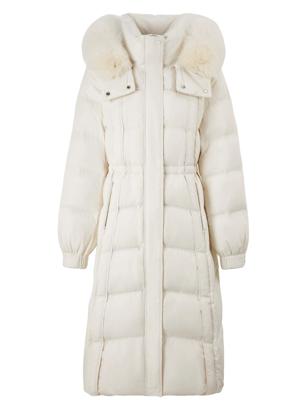 DUSHU 206.7G Filling Amount Women Down Coat Winter New Design Fox Fur Collar Thickened Mid-length Hooded Down Jacket 24DS84203