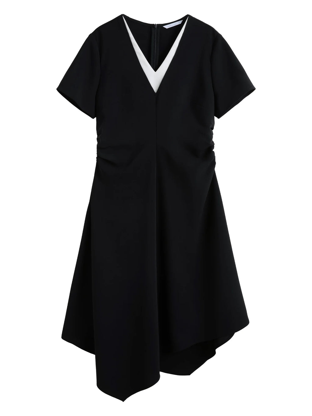 DUSHU 2025 Summer Plus Size Women Minimalist Two-Piece Layered Dress Slimming Asymmetrical Hem Flowy Maxi Dress for Curvy Figure
