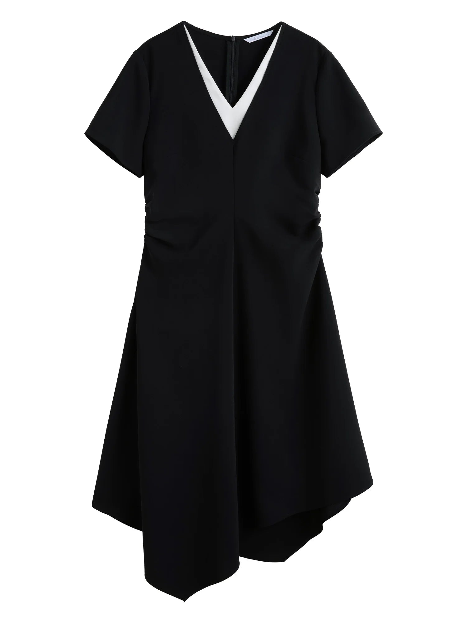 DUSHU 2025 Summer Plus Size Women Minimalist Two-Piece Layered Dress Slimming Asymmetrical Hem Flowy Maxi Dress for Curvy Figure