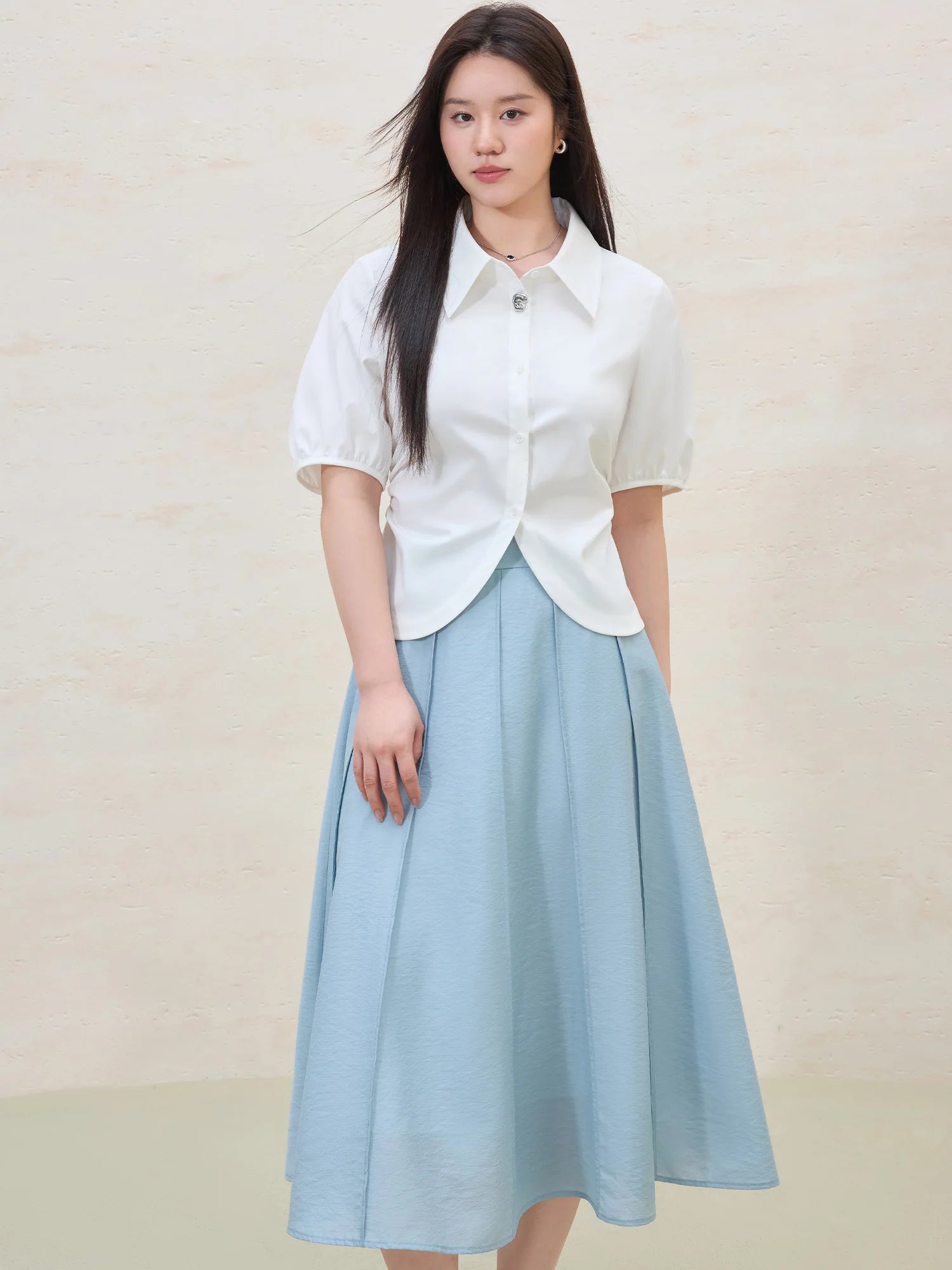 DUSHU MInimalism Style High Waist Slim Skirt For Female 2025 Summer New Arrival Temperament Commuting A-line Skirt 25DS82198
