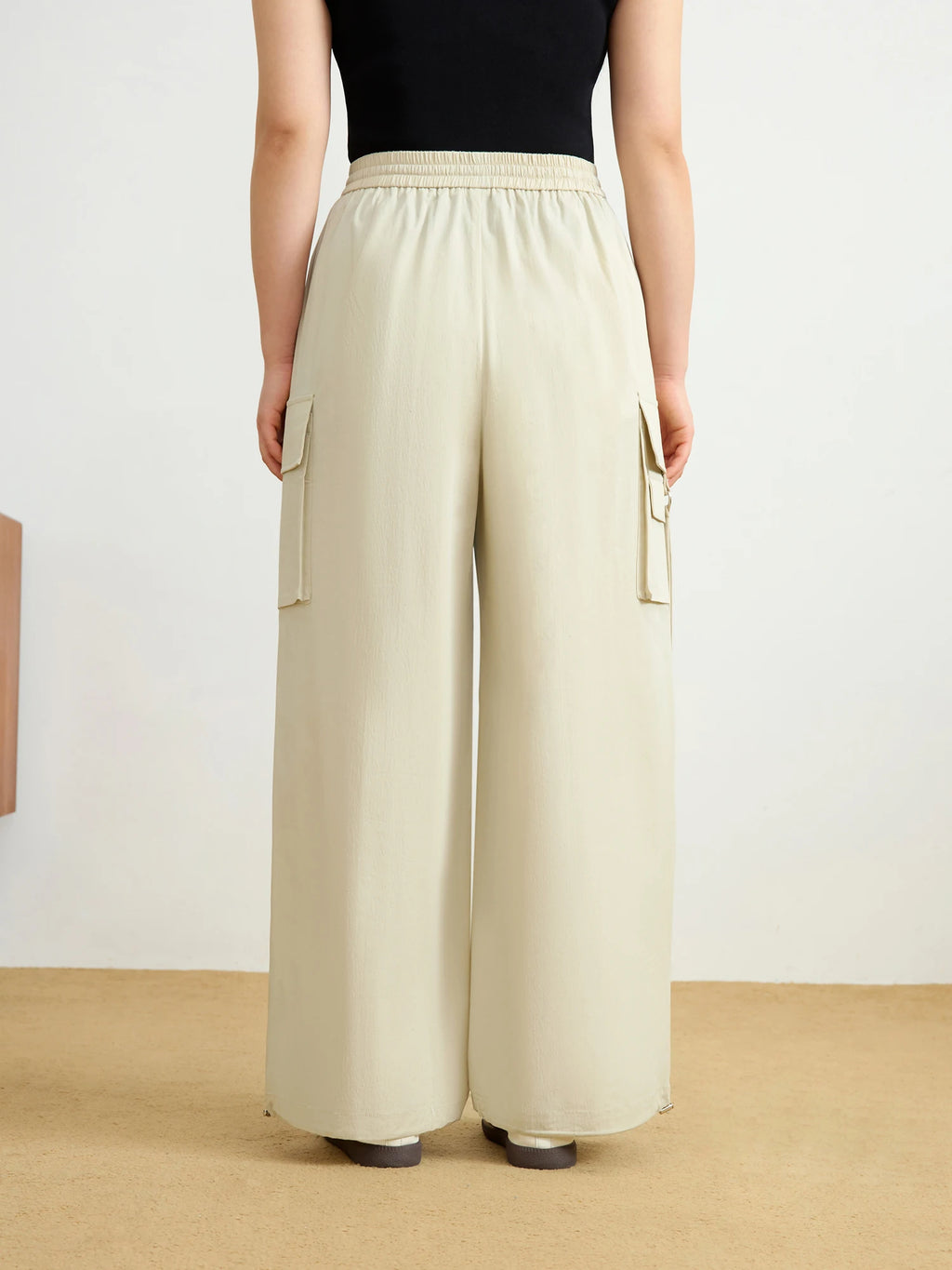 DUSHU Plus Size American Style Cargo Casual Pants Women's 2025 Spring New High Waist Design Straight Wide Leg Pants 25DS81246
