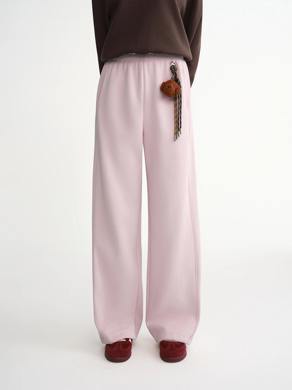 DUSHU Plus-Size Women Fashion Sweet Heart Stylish Fleece-Lined Elastic Waist Straight Leg Athletic Pants 2025 Winter New Arrival