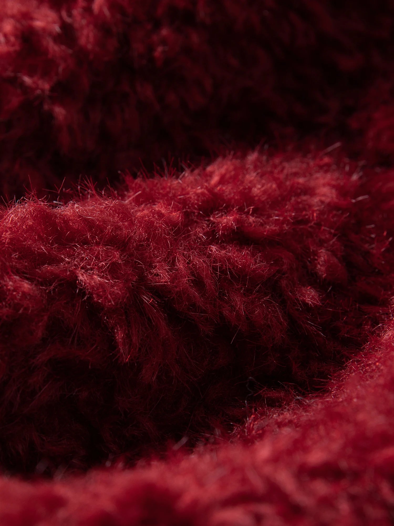 DUSHU Plus Size Burgundy Faux Fur Thick Coat Red New Year Outfit Winter Warm Top Vintage Daily Loose Temperament Stylish