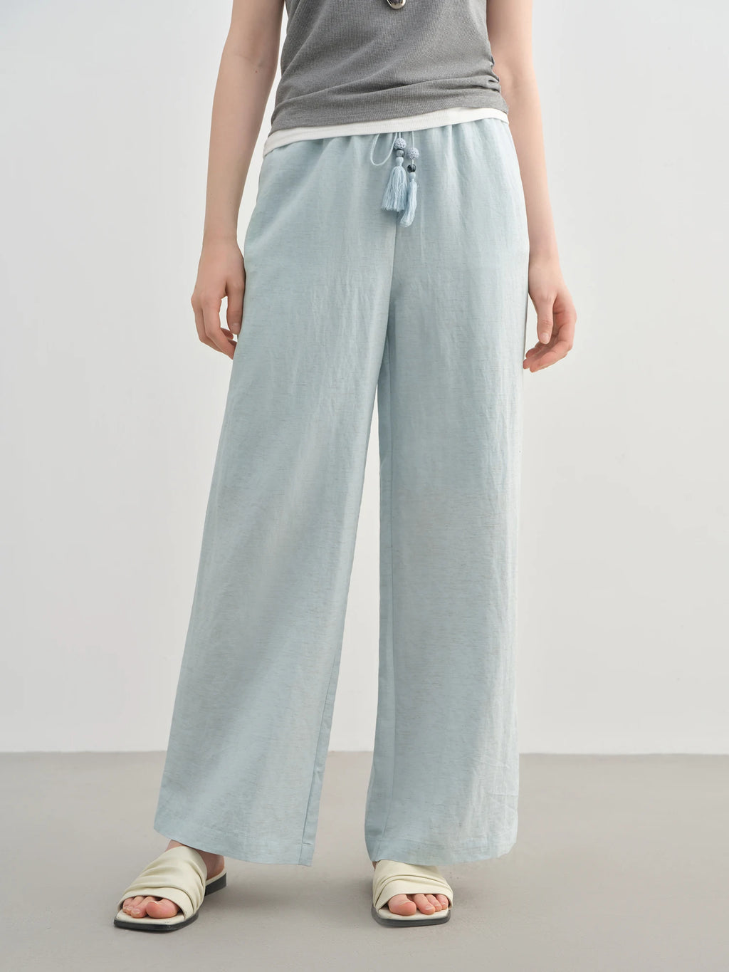 DUSHU 2025 Summer Plus-Size Linen-Like Pants - Relaxed Fit & Breathable Blend with Casual Elegance 25DS82241
