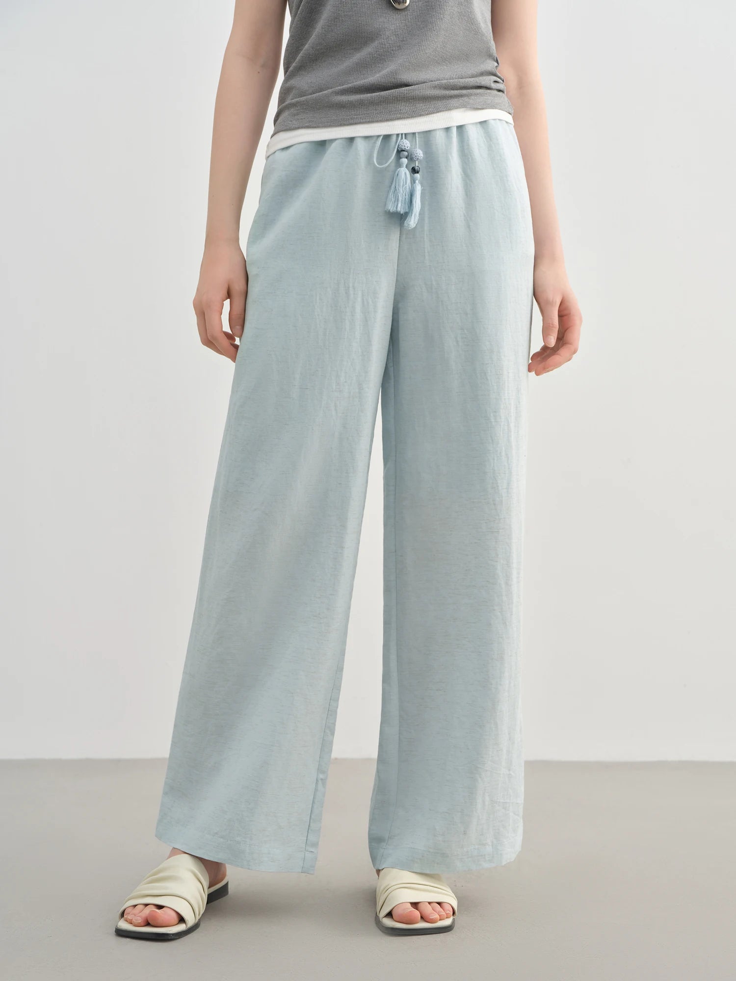 DUSHU 2025 Summer Plus-Size Linen-Like Pants - Relaxed Fit & Breathable Blend with Casual Elegance 25DS82241