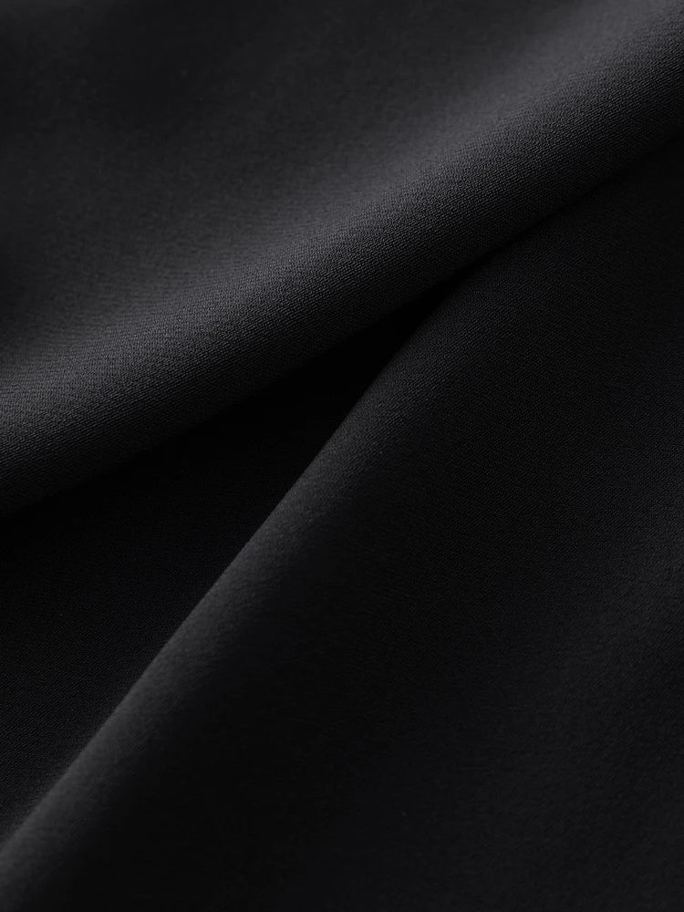 DUSHU Corrugated Collar French Style Classic Short-Sleeved Black Dress For Women 2024 Summer New Design Dress24DS82284 24DS82310