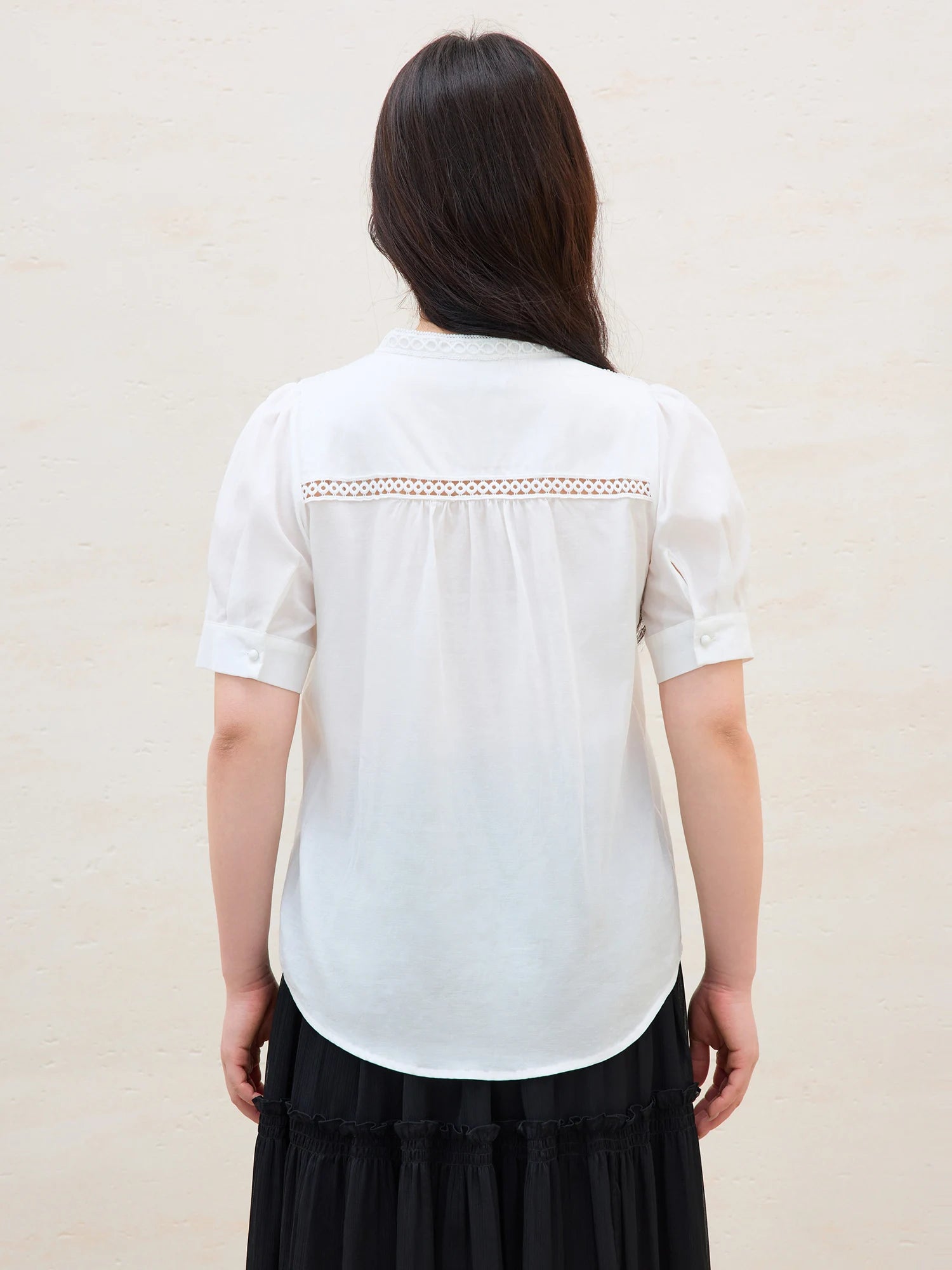 DUSHU Plus Size Women French Style Lace Short-sleeved Blouse 2025 Summer New Arrival Commuting Temperament Gentle Top 25DS82500