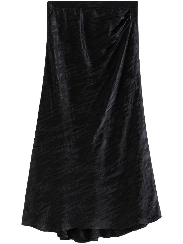 DUSHU Design Sense Elegant Style Acetate Jacquard Skirt for Women 2024 Spring New Fashionable High Waist Niche Skirts Female