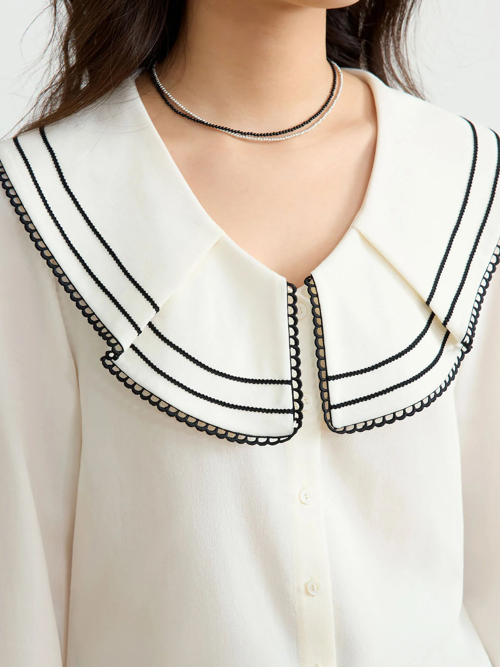 DUSHU Plus Size Women Clothing 2025 New Doll Collar Long-sleeved Shirt Female Design Niche Chic Casual Loose Tops 25DS81067