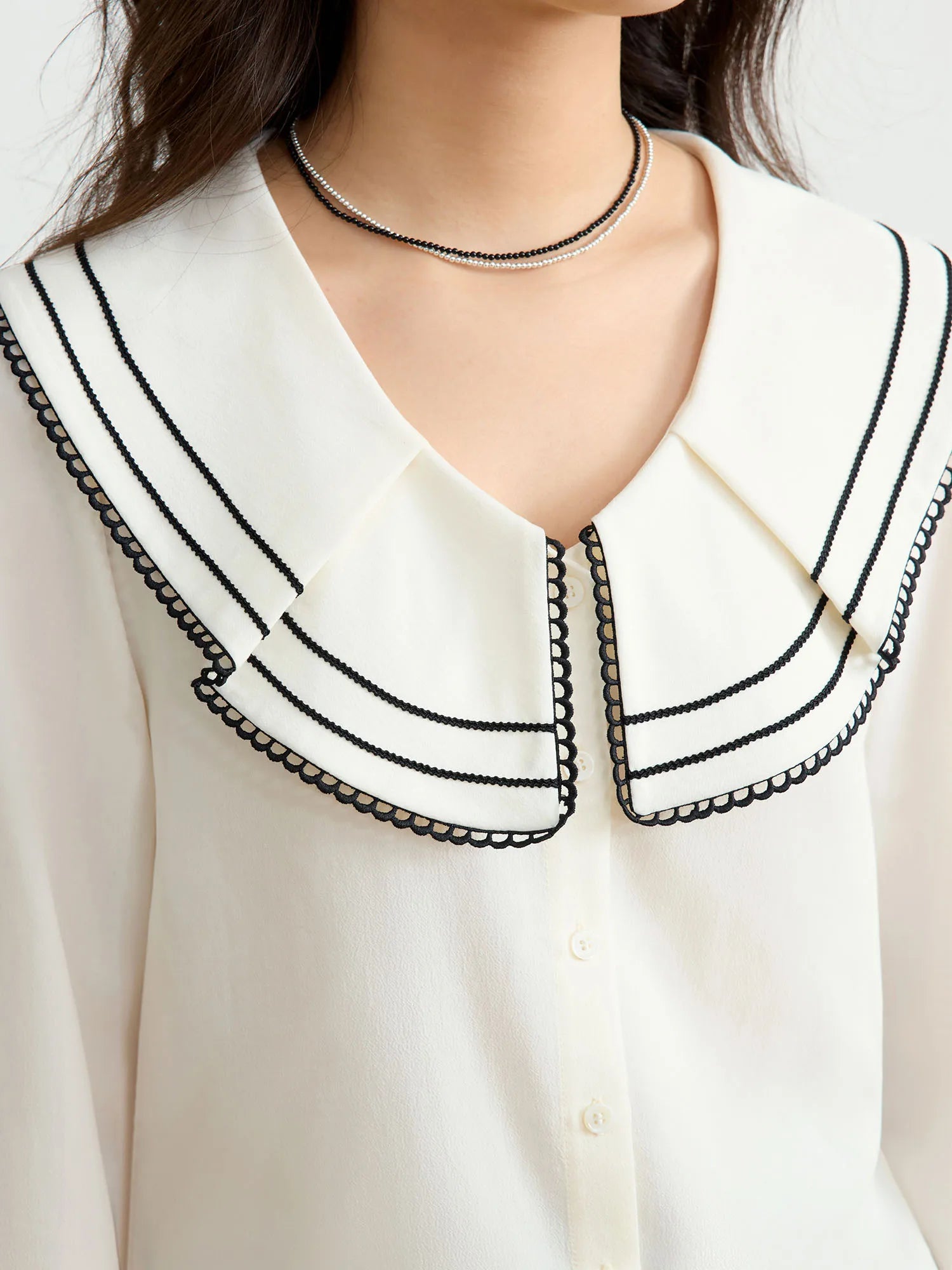 DUSHU Plus Size Women Clothing 2025 New Doll Collar Long-sleeved Shirt Female Design Niche Chic Casual Loose Tops 25DS81067