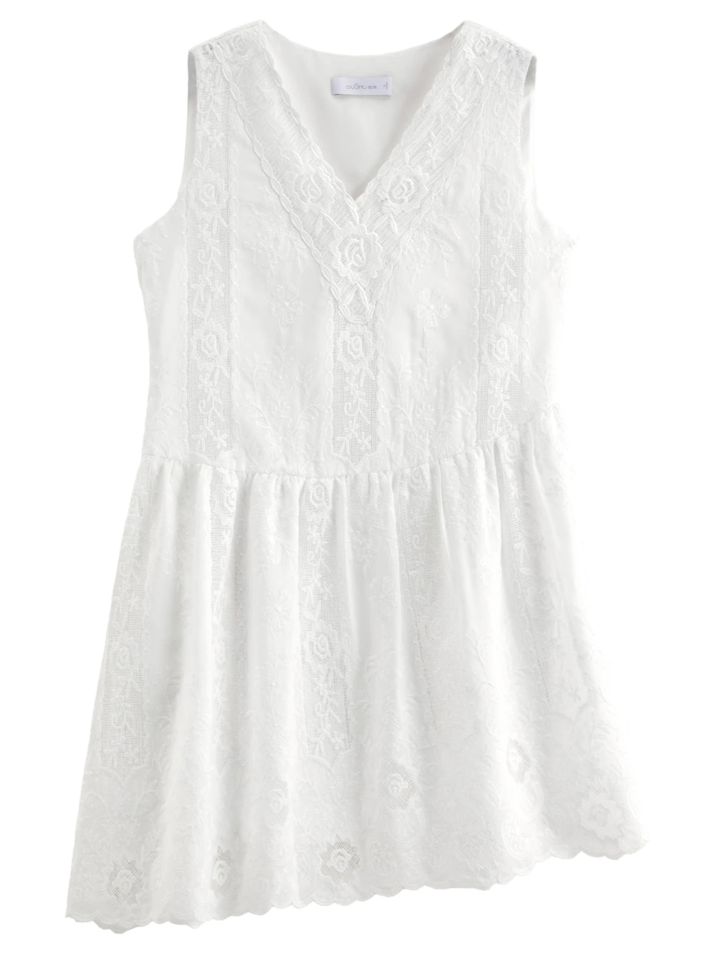 DUSHU Spring Women's Lace V-Neck Camisole Dress - Slim Fit A-Line Sleeveless Elegant Mini Dress for Casual Daily Wear
