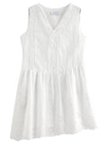 DUSHU Spring Women's Lace V-Neck Camisole Dress - Slim Fit A-Line Sleeveless Elegant Mini Dress for Casual Daily Wear
