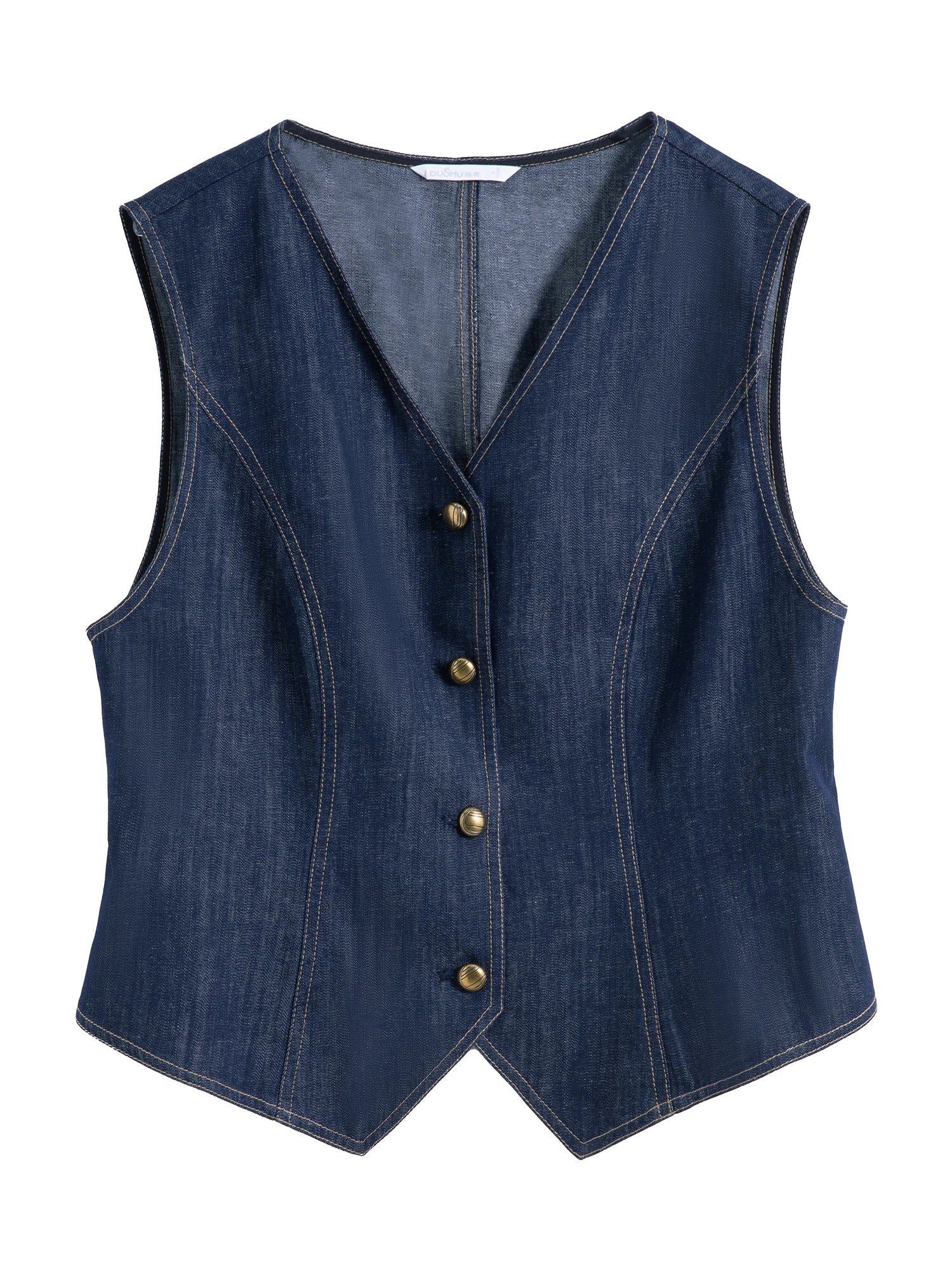 DUSHU 2025 Summer Plus Size Women's Free Denim Vest & Jacket Set - Retro Casual Two-Piece Outfit for Street Chic