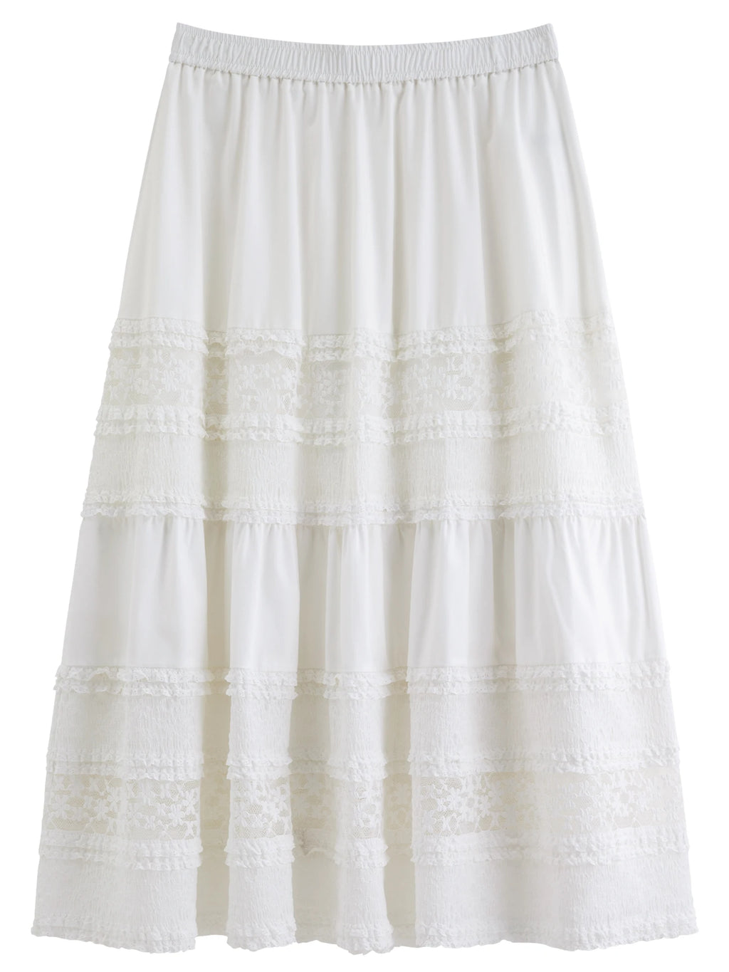 DUSHU Plus-size Women's Clothing French Style Lace Appliqué Layered Cake Skirt 2025 Autumn Winter New Arrival Half-Skirt