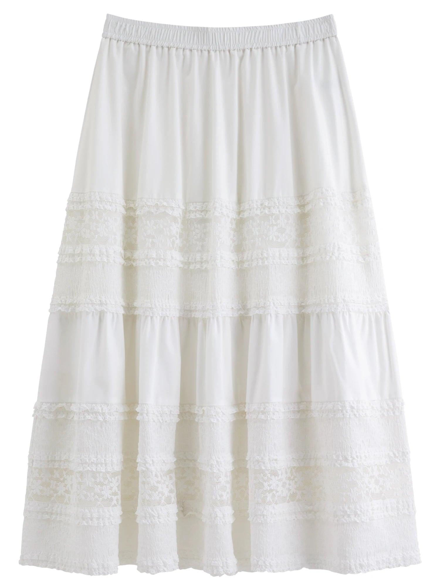 DUSHU Plus-size Women's Clothing French Style Lace Appliqué Layered Cake Skirt 2025 Autumn Winter New Arrival Half-Skirt