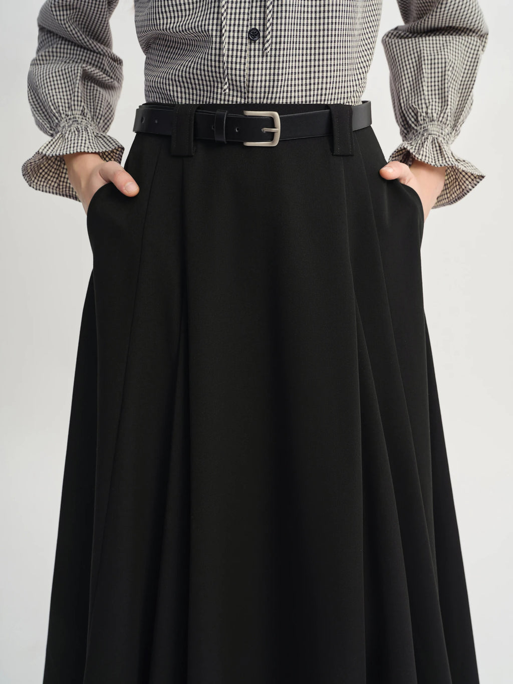 DUSHU 2025 Autumn High Waist A-line Draped Temperament Commuter Casual Skirt Women