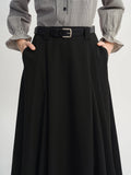 DUSHU 2025 Autumn High Waist A-line Draped Temperament Commuter Casual Skirt Women