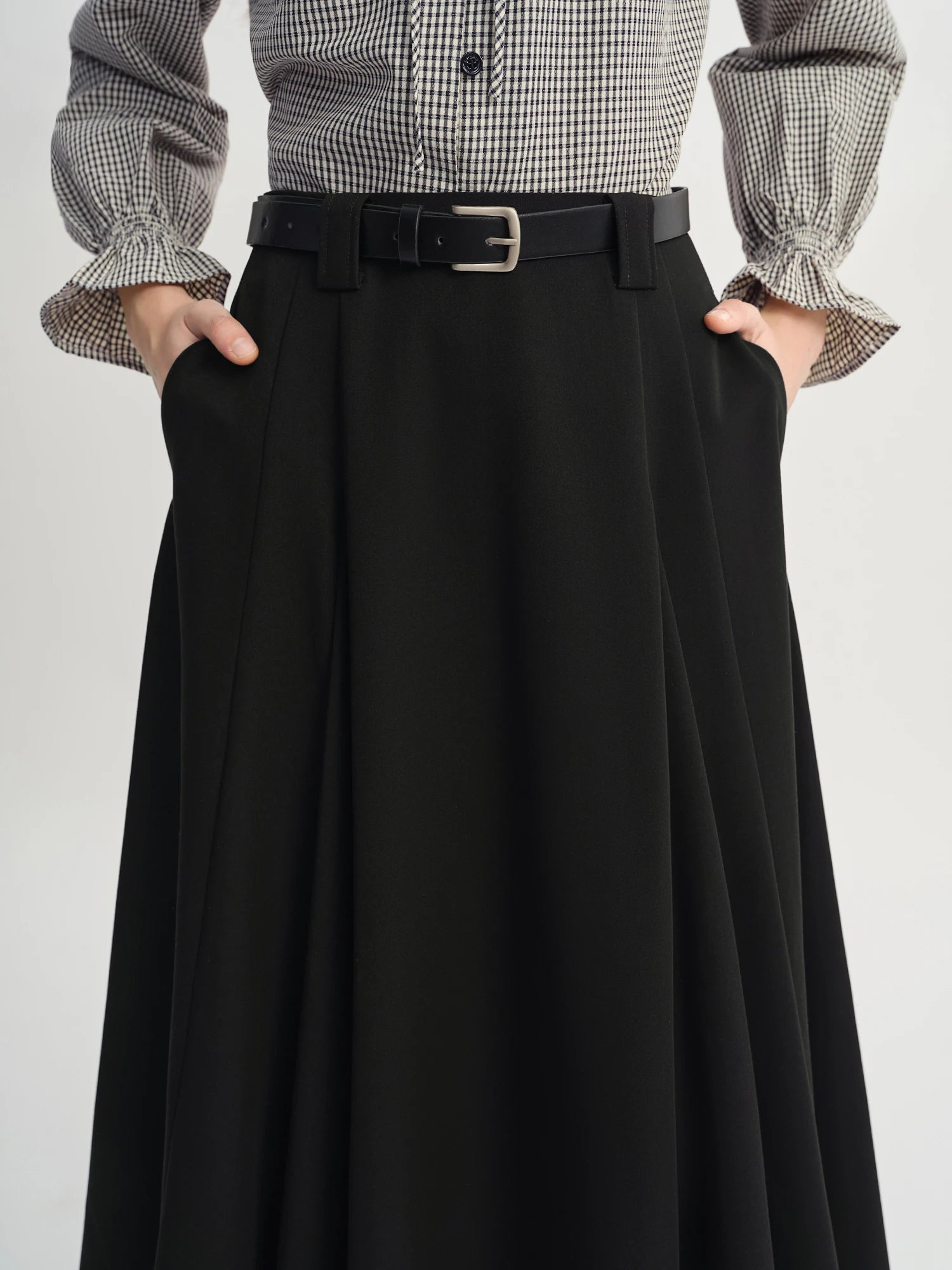 DUSHU 2025 Autumn High Waist A-line Draped Temperament Commuter Casual Skirt Women