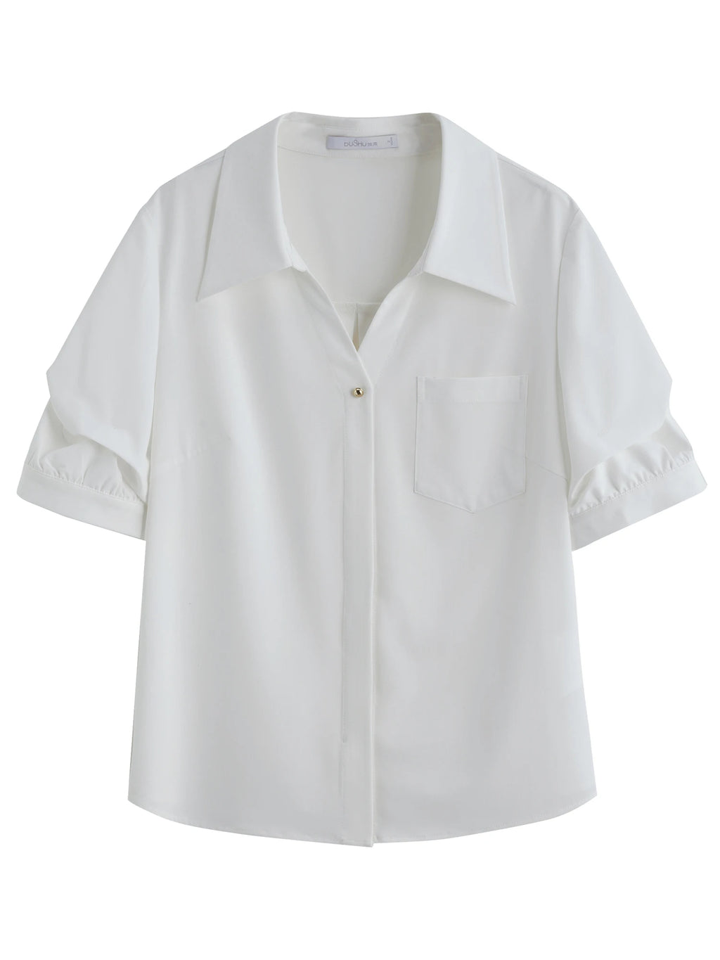 DUSHU 2025 Summer Plus-Size Workwear Blouse - Tailored Silhouette & Breathable Textured Weave Casual Blouse 25DS82289