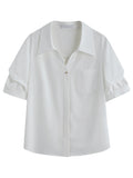 DUSHU 2025 Summer Plus-Size Workwear Blouse - Tailored Silhouette & Breathable Textured Weave Casual Blouse 25DS82289