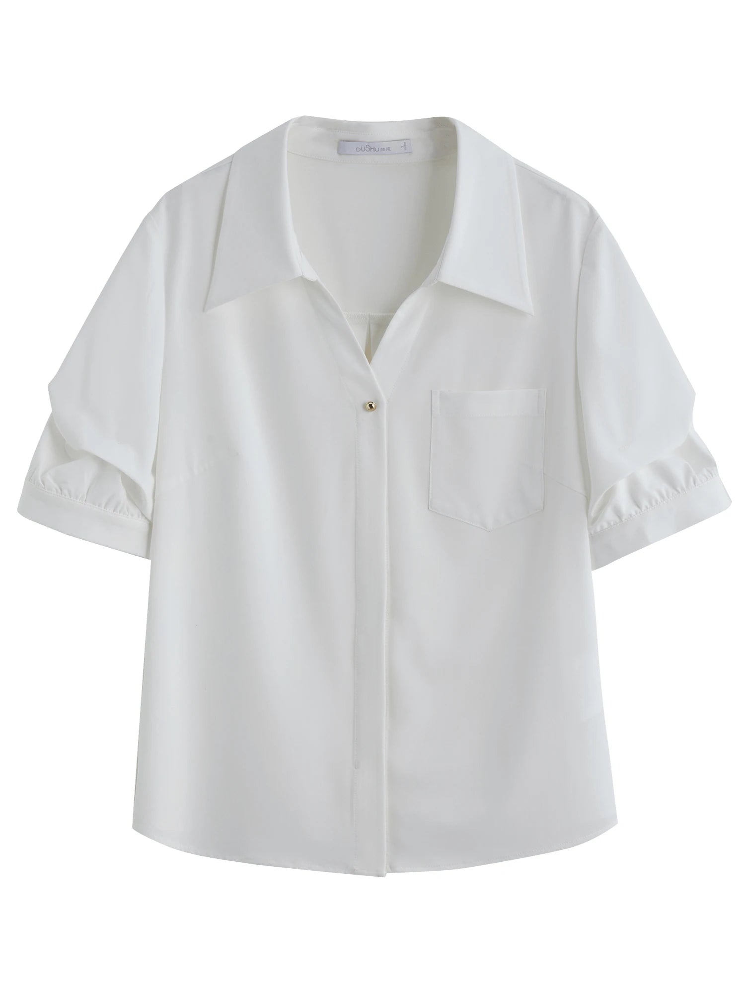 DUSHU 2025 Summer Plus-Size Workwear Blouse - Tailored Silhouette & Breathable Textured Weave Casual Blouse 25DS82289