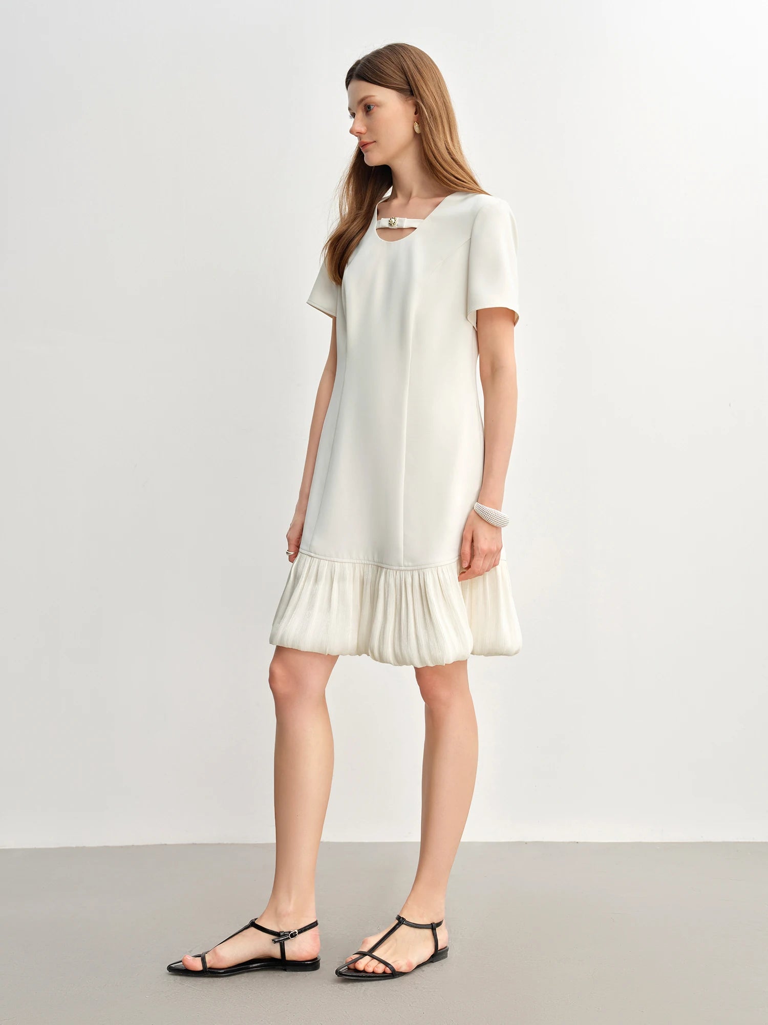 DUSHU Women Elegant Temperament Splicing Dress For Women 2025 Summer New French Style Cloud Dress Fashion Short Dress 25DS82797
