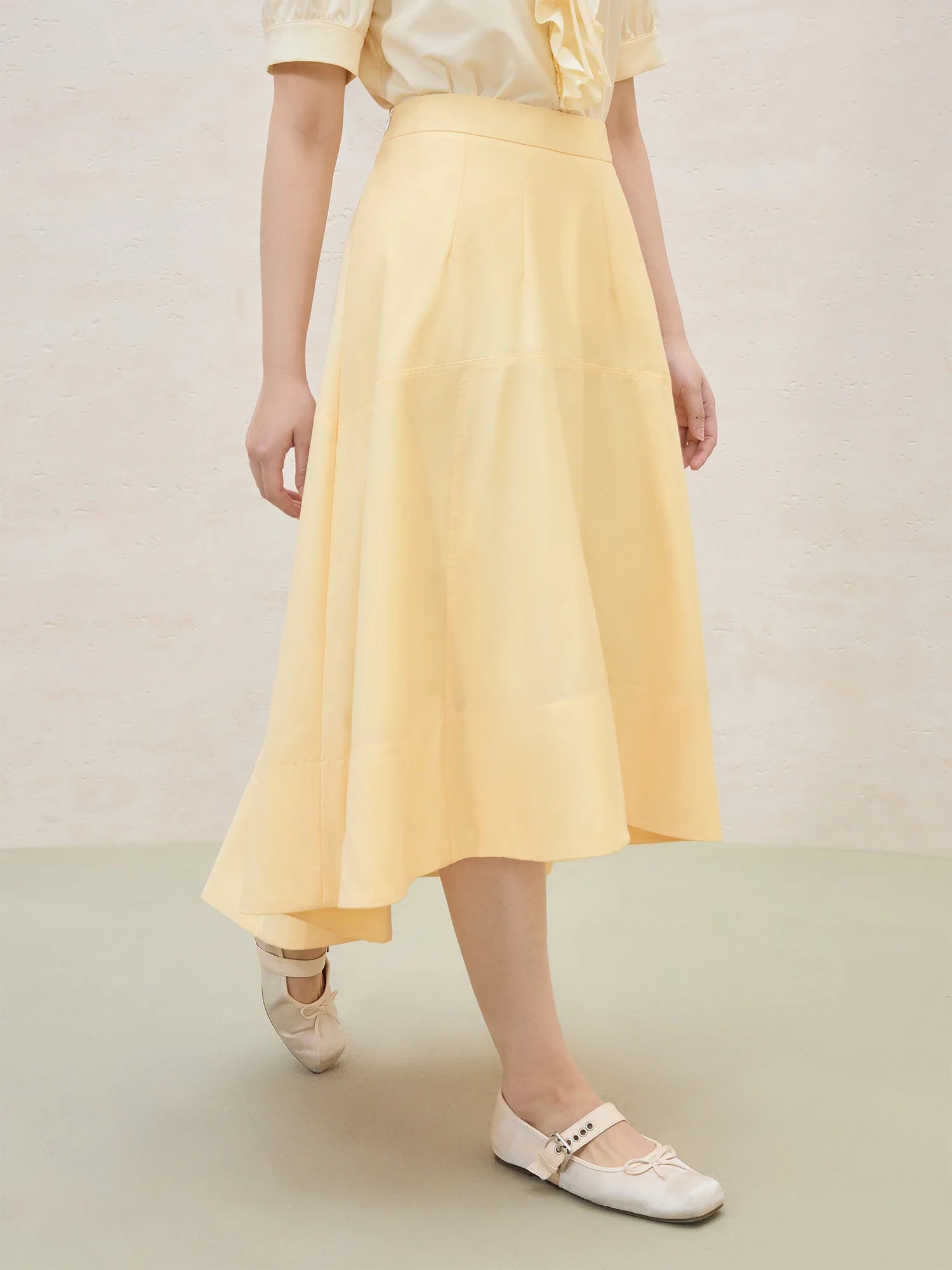 DUSHU French Style Irregular Design Skirt 2025 Fashionable Commuting High Waist Slim A-line Umbrella Skirt for Women 25DS82153