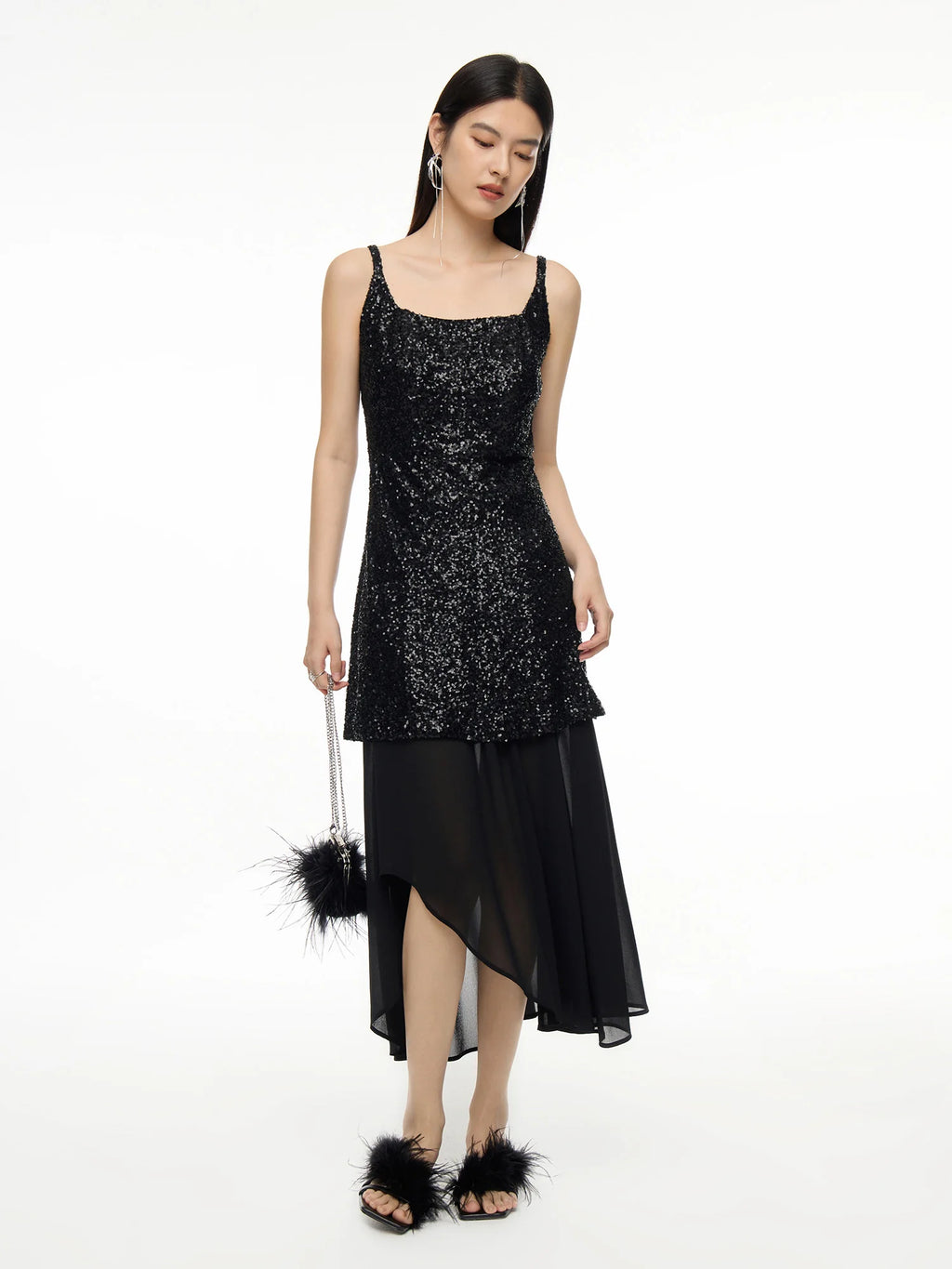 DUSHU Plus Size Women Casual Loose Skirts 2025 Spring New Office Lady Women Skirts Black Irregular Skirt 24DY83338