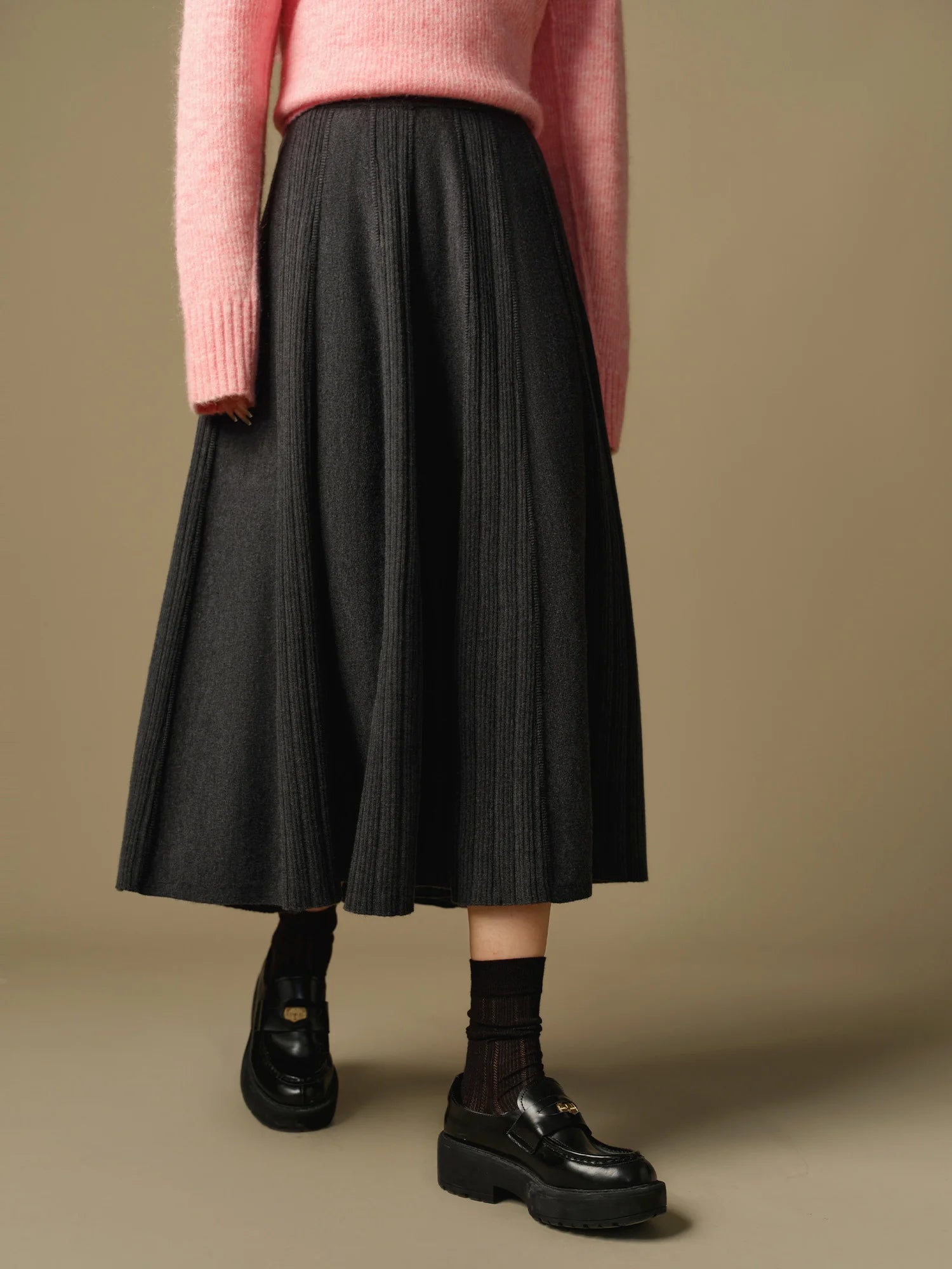 DUSHU Plus Size Women's Gentle Knitted Skirt 2024 Winter New Product Commuting Fashion Versatile Medium Length Skirt 24DS84245