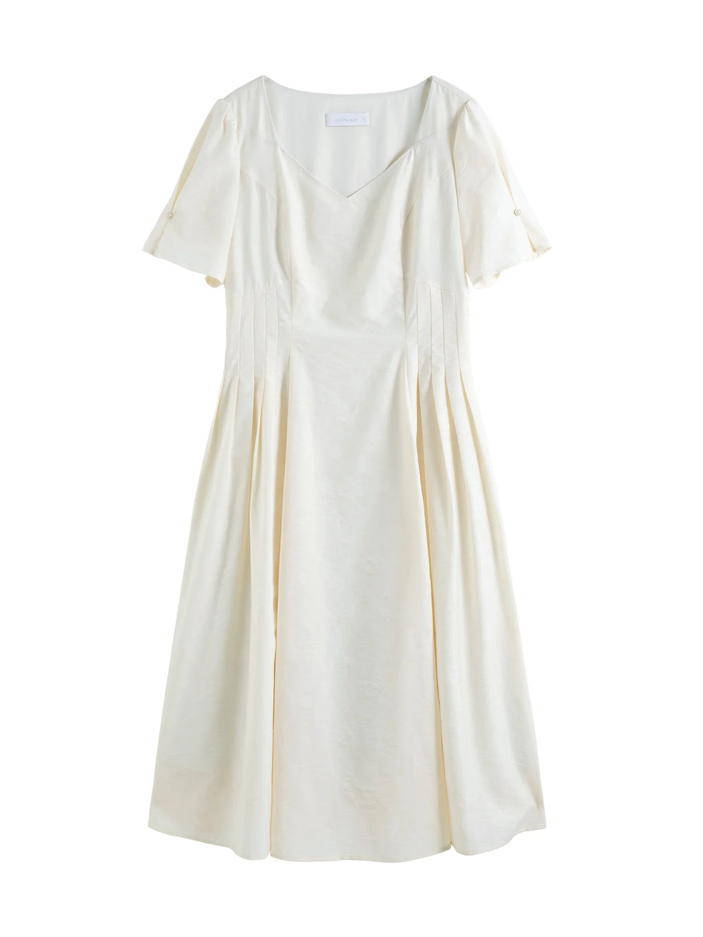 DUSHU 2025 Summer Plus Size Women French-Style Square Neck Elegant Dress - Slimming Waist-Defining Solid White Maxi Dress