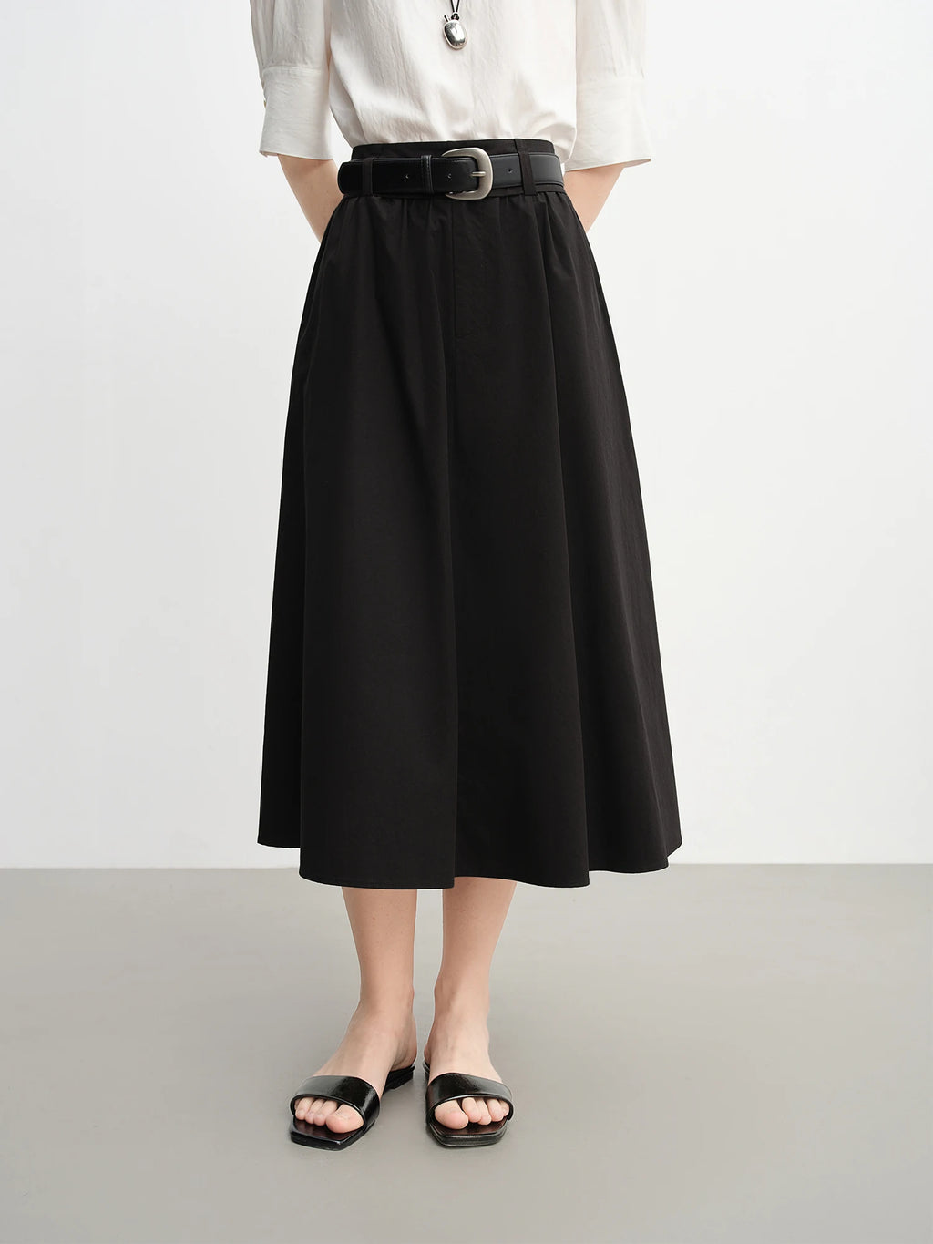 DUSHU Women's Wide Waist High Waist A-line Skirt 2025 Autumn New Arrival Casual Workwear Style Skirt for Women 25DS83134