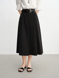 DUSHU Women's Wide Waist High Waist A-line Skirt 2025 Autumn New Arrival Casual Workwear Style Skirt for Women 25DS83134