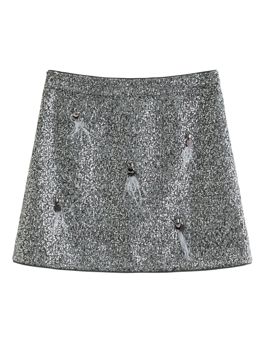DUSHU Plus Size Shimmering Feather Sequin Midi Skirt Glitter Party Cocktail A-Line Evening Women’s 2025 Autumn Winter New