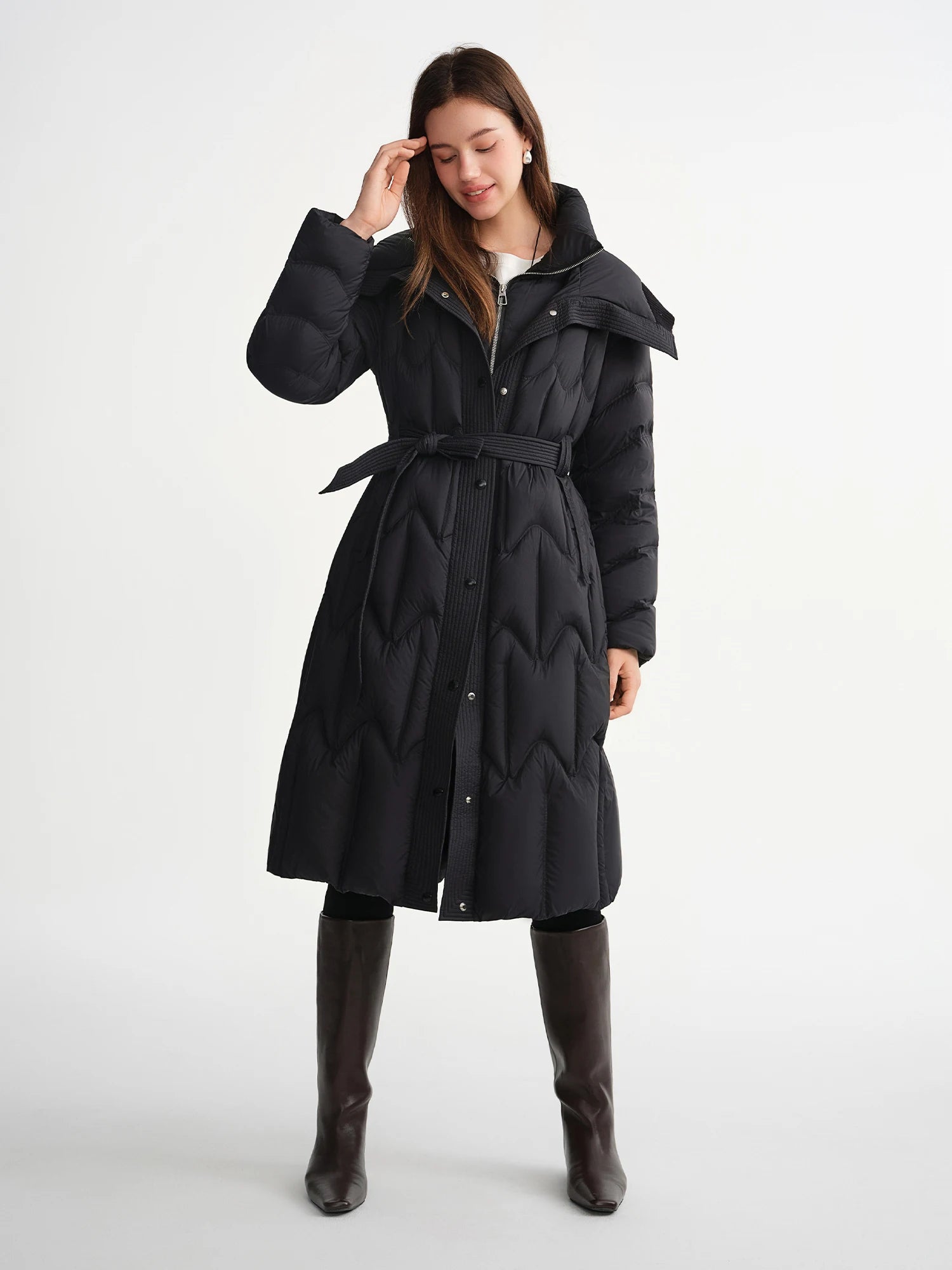 DUSHU Plus Size 2025 Women Two Piece Style Splicing Quilted 90% Duck Down Coat Winter Warm Stand Collar Short Puffer Jacket