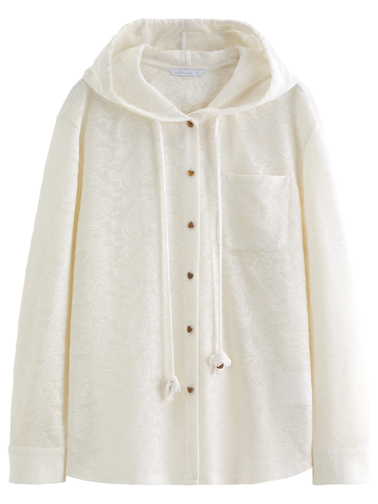 DUSHU 2026 Spring New Women's Hooded Lace Shirt, Romantic Y2K Retro Blouse for Coquette Style Thin Coat Out Casual Wear Blouse