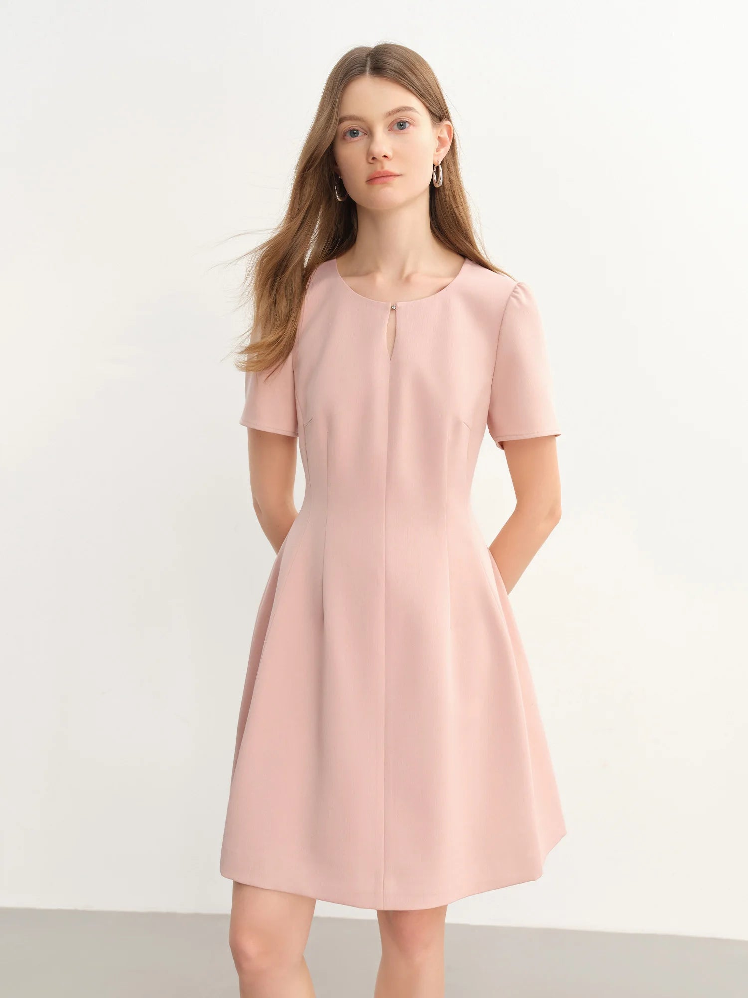 DUSHU Women Dress Short Long Two Styles French Temperament Style Simple Dress 2025 Summer New Design Casual Versatile Dress
