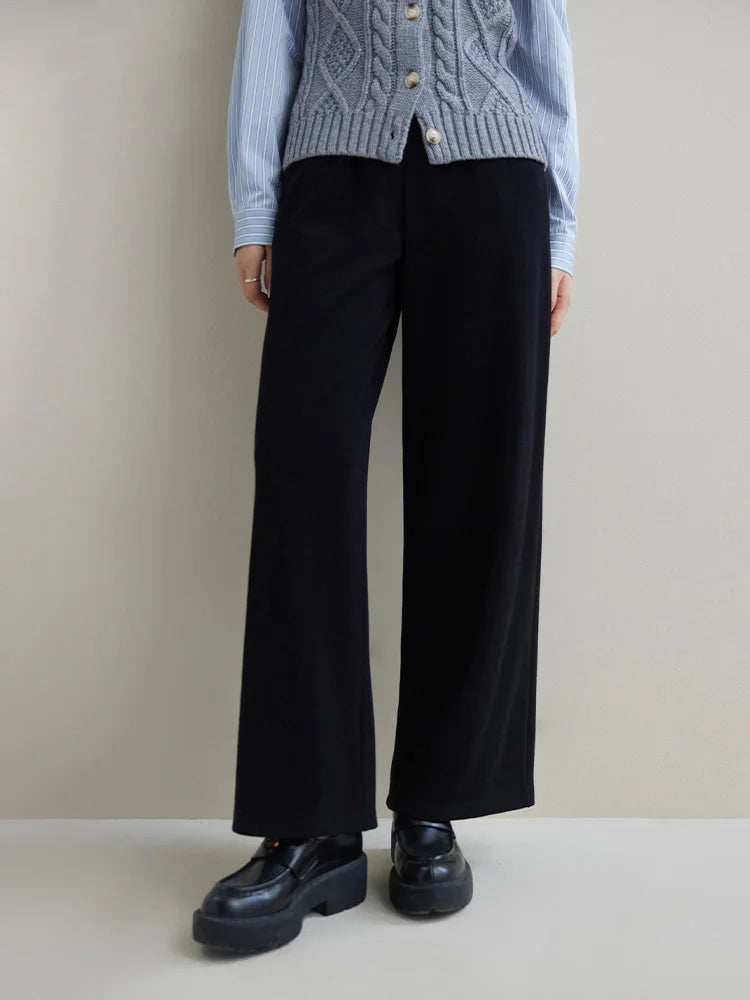 DUSHU 【Length Optional】Sports Style Leisure High-waist Loose Straight Pants for Women Winter New Versatile Long Trousers Female