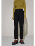DUSHU Commuter Stretch Flocking Warm Black Jeans for Women Winter Newly Fashionable Retro All-match Slim Fit Trousers Female