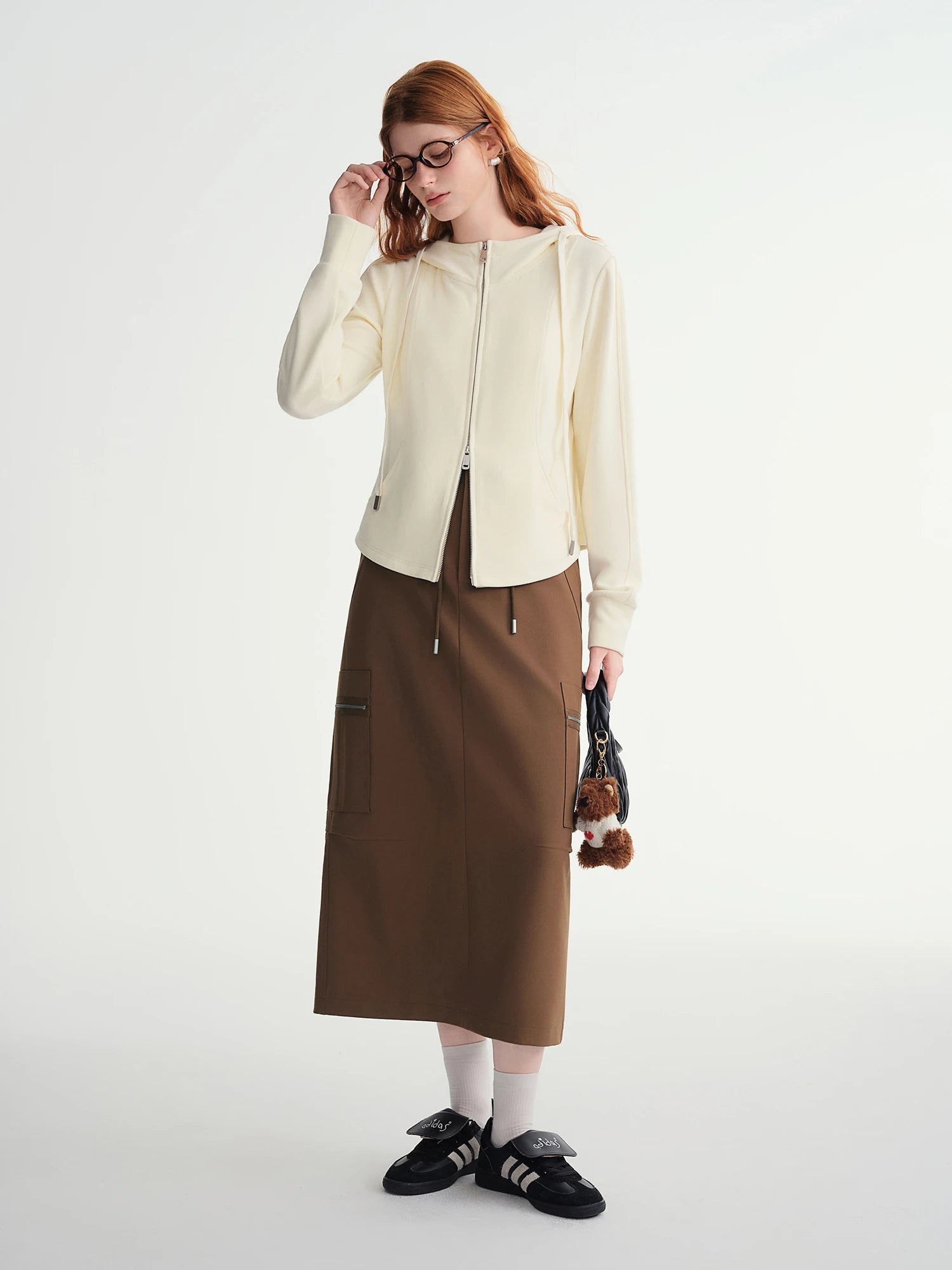 DUSHU Drawstring Design Workwear Style Skirt 2025 Autumn and Winter New Style Drawstring Design High Waist Mid-length Skirt