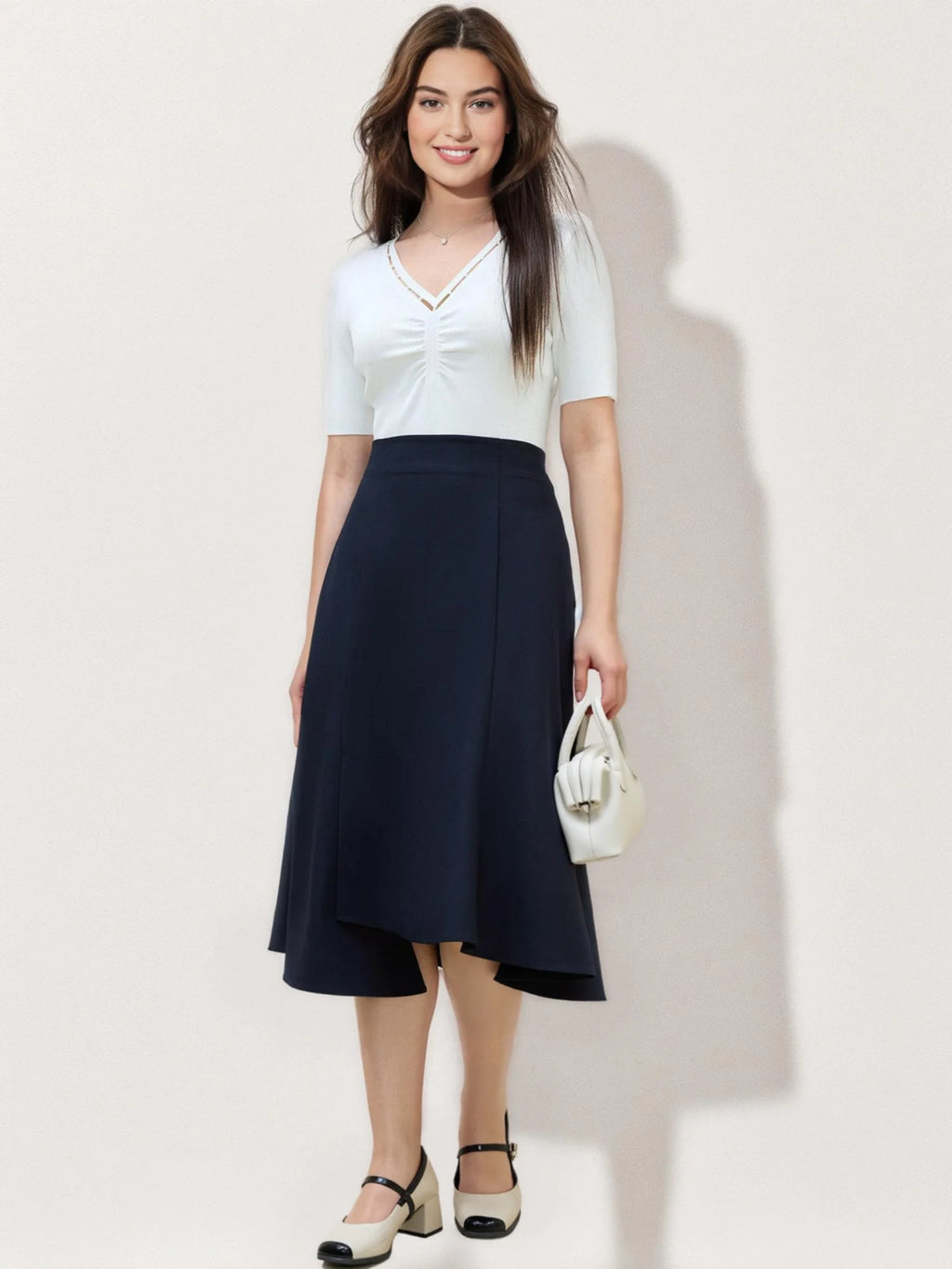 DUSHU Plus Size Women Irregular Fishtail Long Skirt 2025 Summer New Arrival Commuting Temperament Slim Long Skirt 25DS82499