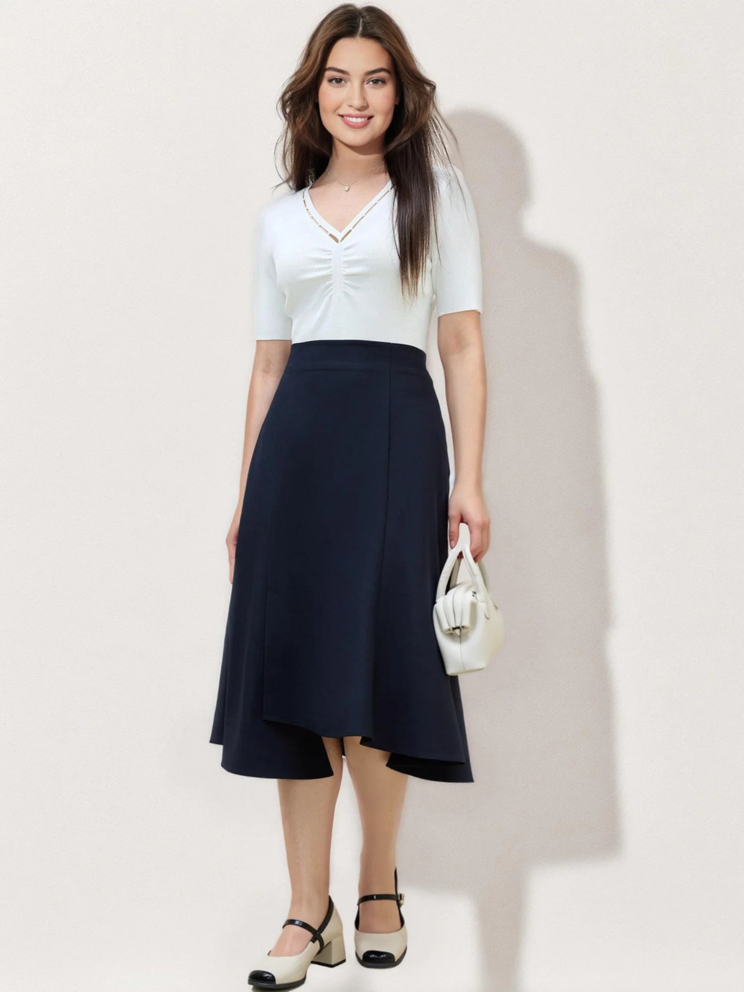 DUSHU Plus Size Women Irregular Fishtail Long Skirt 2025 Summer New Arrival Commuting Temperament Slim Long Skirt 25DS82499