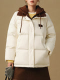 DUSHU 161.5G Filling Amount Plus Size Removable Hat Multi Color Clash Down Jacket 2024 New Design Winter Warm Coat  24DS84078