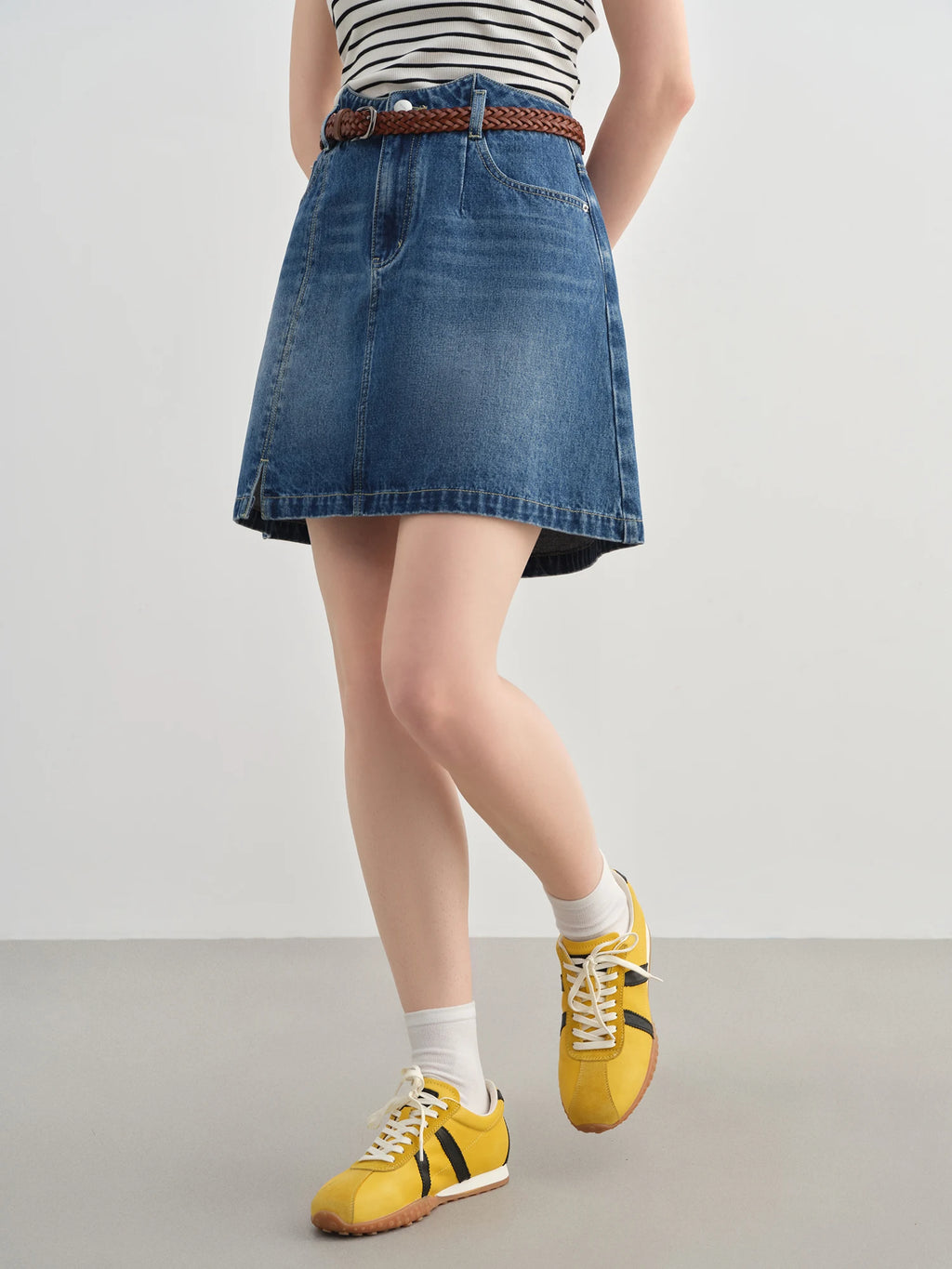 DUSHU Plus-Size Women's Sweet Cool Fashion Denim Skirt - 2025 Summer Collection New Denim Casual Versatile Half-Skirt 25DS82058