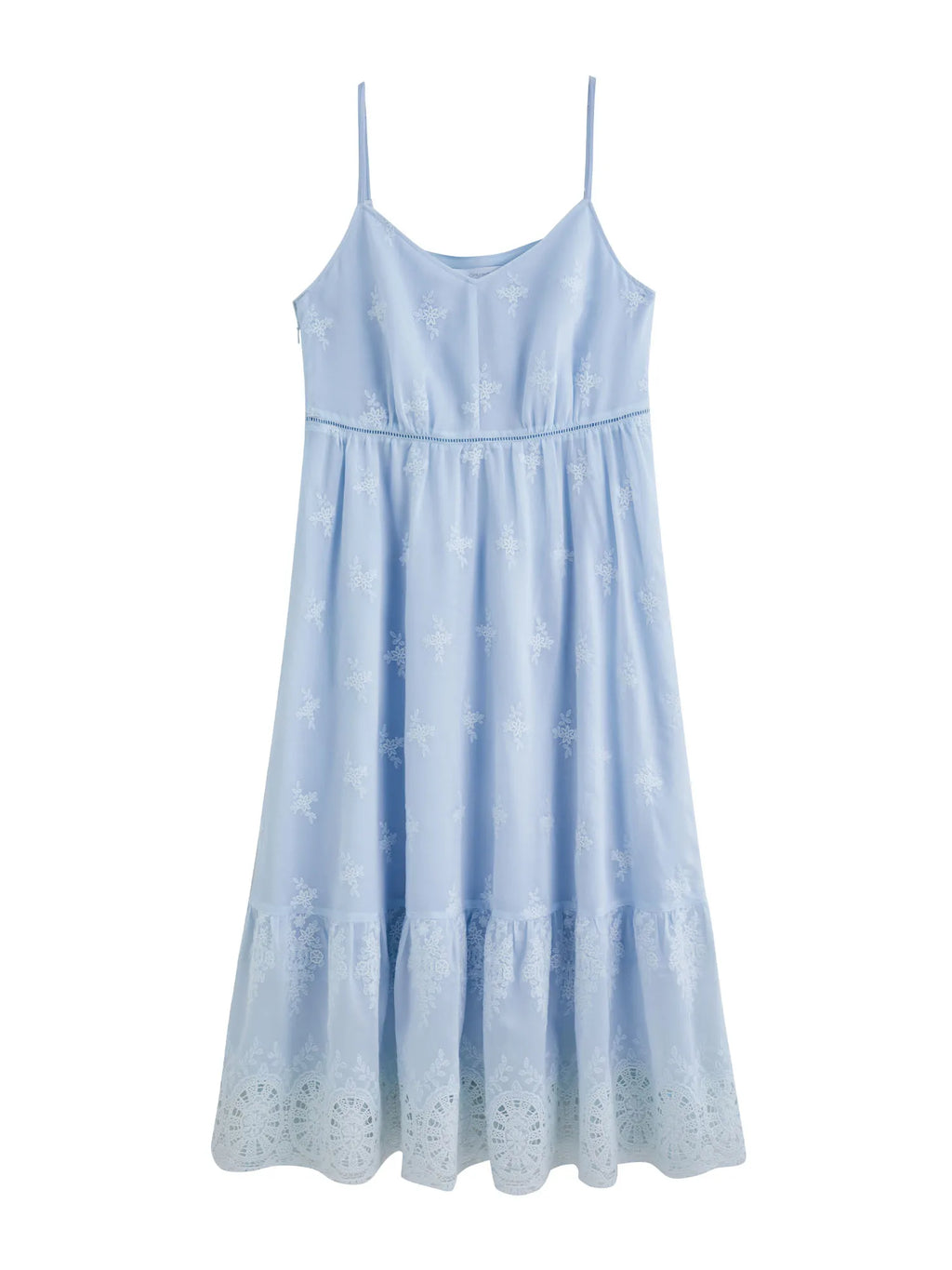 DUSHU Plus Size Holiday Season Seaside Hollow Embroidery Strappy Dress 2025 Summer New Arrival Embroidered Blue Dress 25DS82192