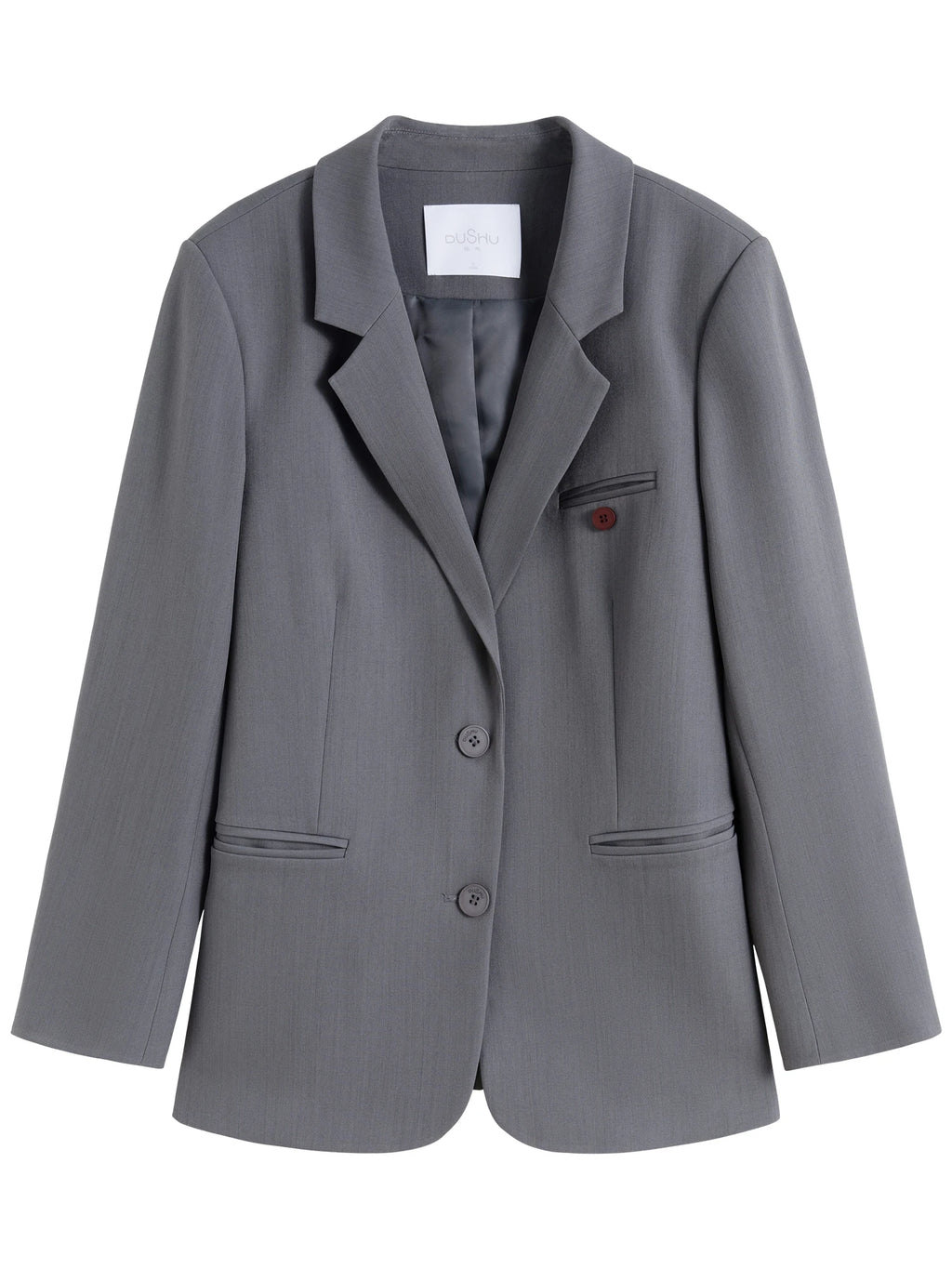 DUSHU Plus Gray Blazer Jacket For Women 2025 Spring New Design Elegant Style Commuter Coat Chic Outwear Office Lady 25DS81036