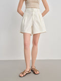DUSHU Plus Size [Mint Fiber] Three-dimensional Pleated High Waist Denim Shorts 2025 Summer Short Denim 25DS82169